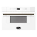 Forno 5-Piece Appliance Package - 30-Inch Electric Range, Under Cabinet Range Hood, Refrigerator with Water Dispenser, Dishwasher, and 30-Inch Microwave Drawer in White with Antique Brass Trim