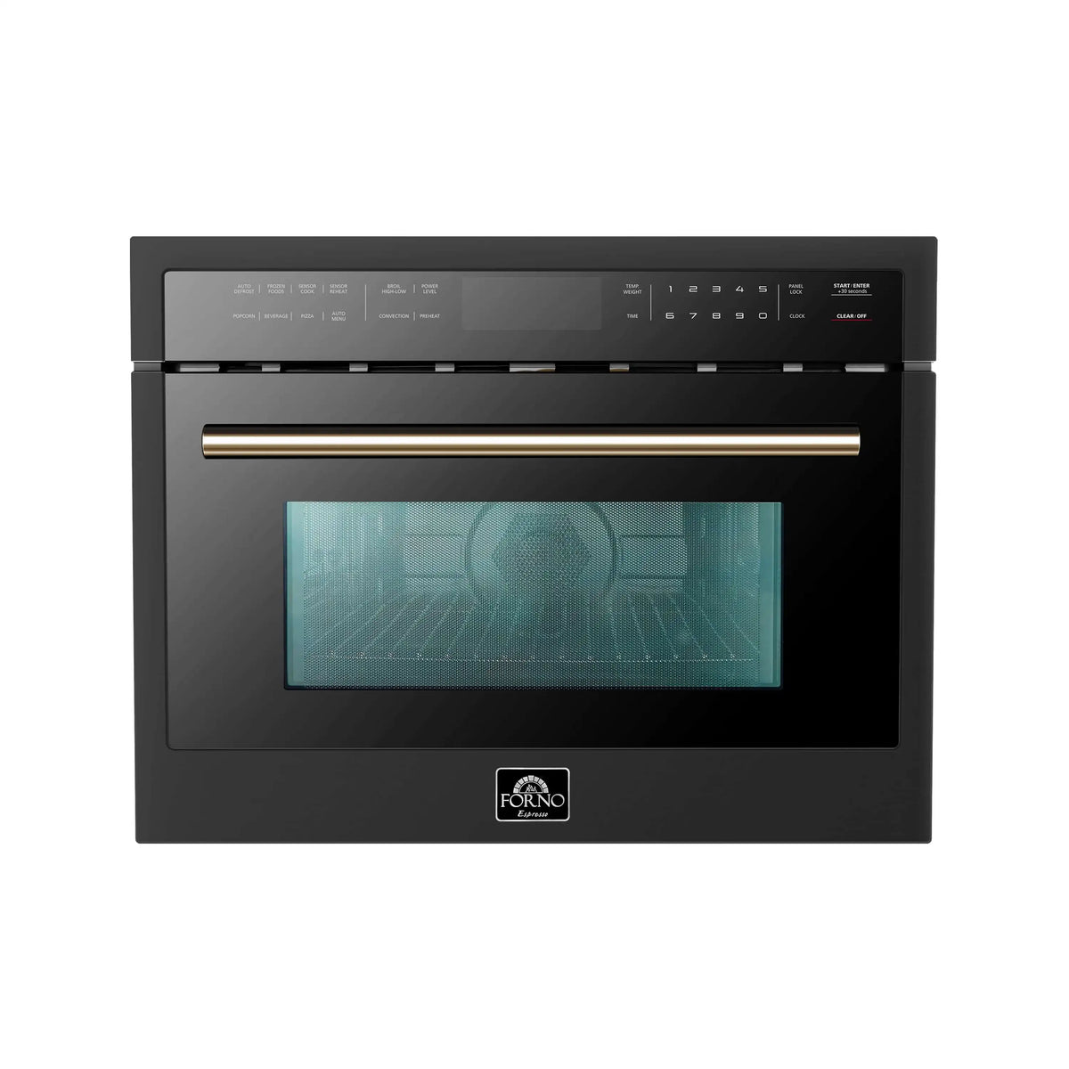Forno Oliena Espresso 24-Inch 1.6 Cu.ft Microwave Oven in Black with Antique Brass Trim (FMWDR3093-24BLK)