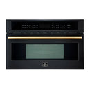 Forno Antico 5-Piece Appliance Package - 36-Inch Gas Range, 36-Inch Hood, 36-Inch Refrigerator, 24-Inch Dishwasher, & 30-Inch Microwave Oven in Black with Antique Brass Trim