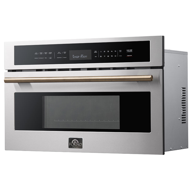 Forno Oliena Espresso 30-Inch Built-In 1.6 Cu. Ft. Compact Oven in Stainless Steel with Brass Trim (FMWDR3093-30)