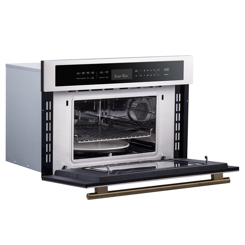 Forno Oliena Espresso 30-Inch Built-In 1.6 Cu. Ft. Compact Oven in Stainless Steel with Brass Trim (FMWDR3093-30)