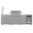 Forno Bulnes Outdoor Kitchen 30-Inch BBQ 60,000 BTU, with Sear, Rotisserie Infrared Burners, 1.8 Cu.Ft. Beverage Center, & White Countertops (FODKT2506WHT)
