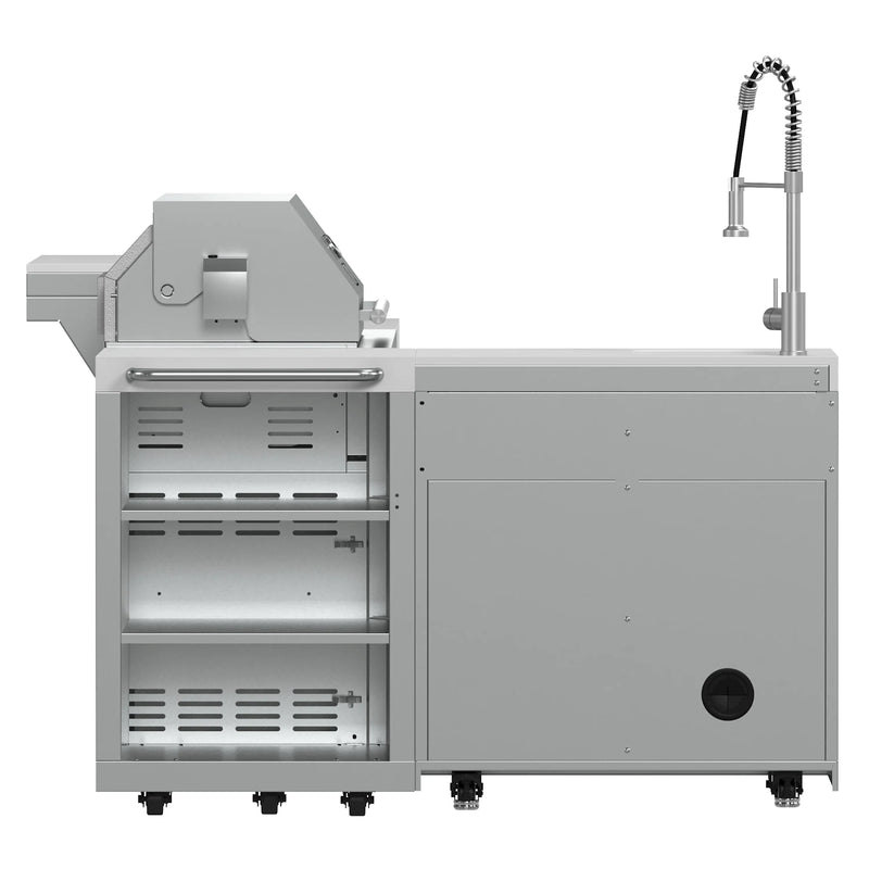 Forno Bulnes Outdoor Kitchen 40-Inch BBQ 95,000 BTU, with 5 Burners, Sear & Rotisserie Infrared Side Burner, 1.8 cu.ft. Beverage Center & White Sintered Stone Countertops (FODKT2520WHT)
