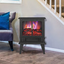 Parrot Uncle Black Electric Heater Free Standing Stove, 3D Flame Overheat Protection Adjustable Thermostat, 1500W (FP201S-T3-A2)
