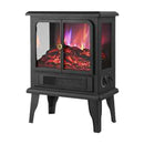 Parrot Uncle Black Electric Heater Free Standing Stove, 3D Flame Overheat Protection Adjustable Thermostat, 1500W (FP201S-T3-A2)