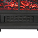 Parrot Uncle Black Electric Heater Free Standing Stove, 3D Flame Overheat Protection Adjustable Thermostat, 1500W (FP201S-T3-A2)