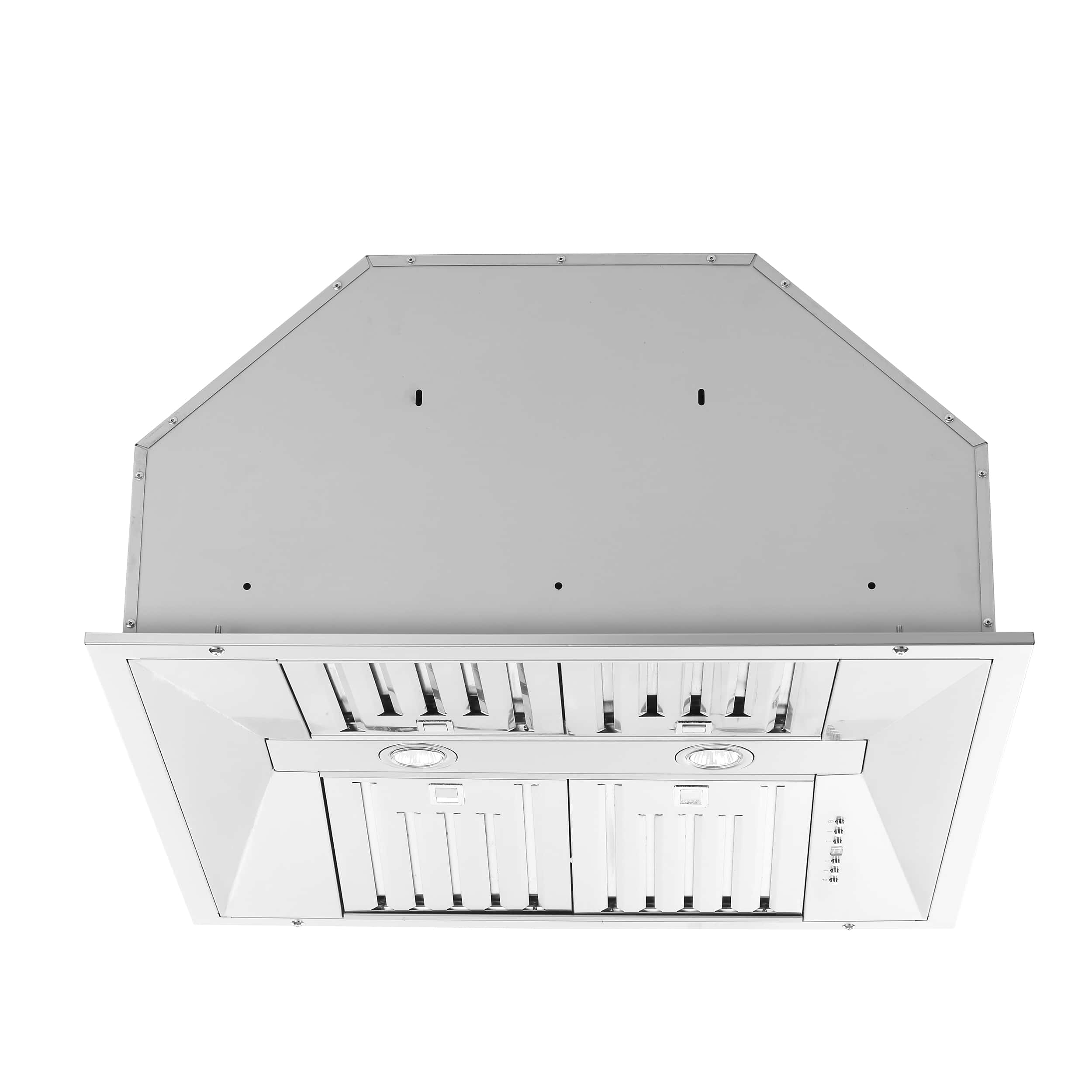 Stainless steel insert range hood with baffle filters and front control panel