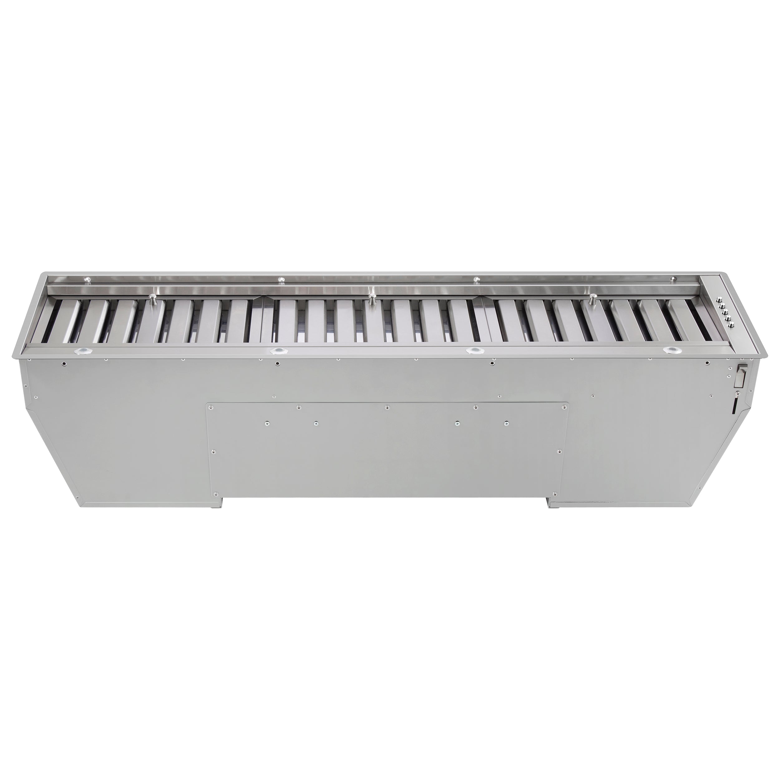 Recessed range hood insert with open top baffle filter tray