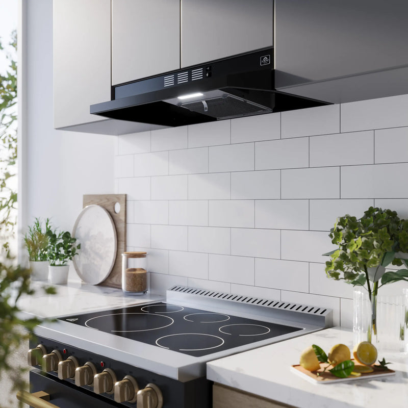 Forno Cappa 30-Inch 200 CFM Under Cabinet Range Hood in Black (FRHUC5200-30BLK)