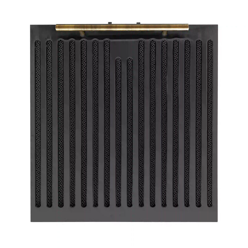 Forno 5-Piece Appliance Package - 30-Inch Gas Range, Under Cabinet Range Hood, Refrigerator, Dishwasher, and  30-Inch Microwave Oven in Black with Antique Brass Trim