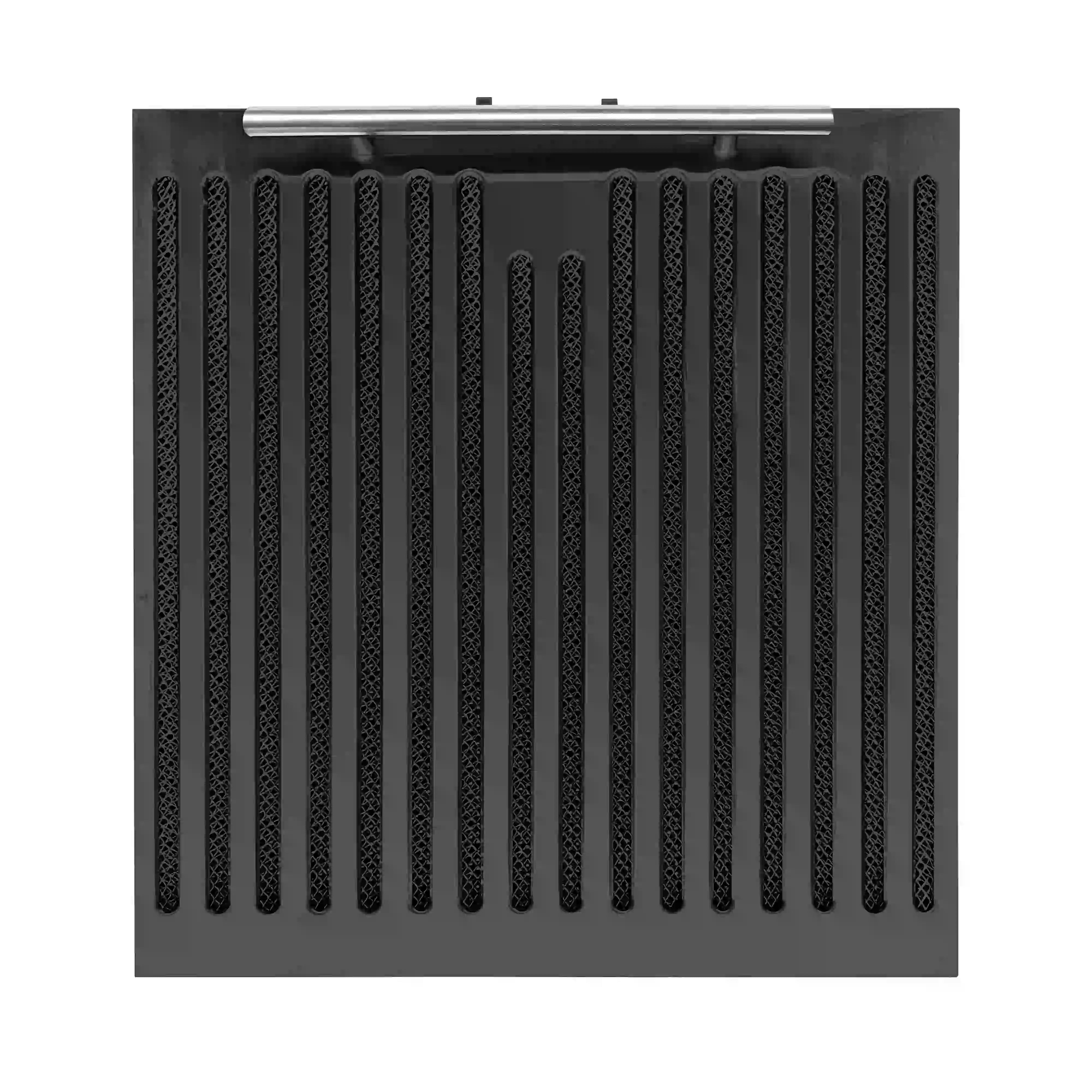 Range hood vent grille with textured perforation panel