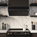 Forno 5-Piece Appliance Package - 30-Inch Gas Range, Under Cabinet Range Hood, Refrigerator wth Water Dispenser, Dishwasher, and 30-Inch Microwave Drawer in Black with Antique Brass Trim