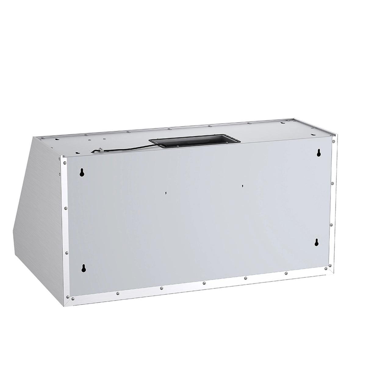 Stainless steel internal housing of under-cabinet range hood with duct opening