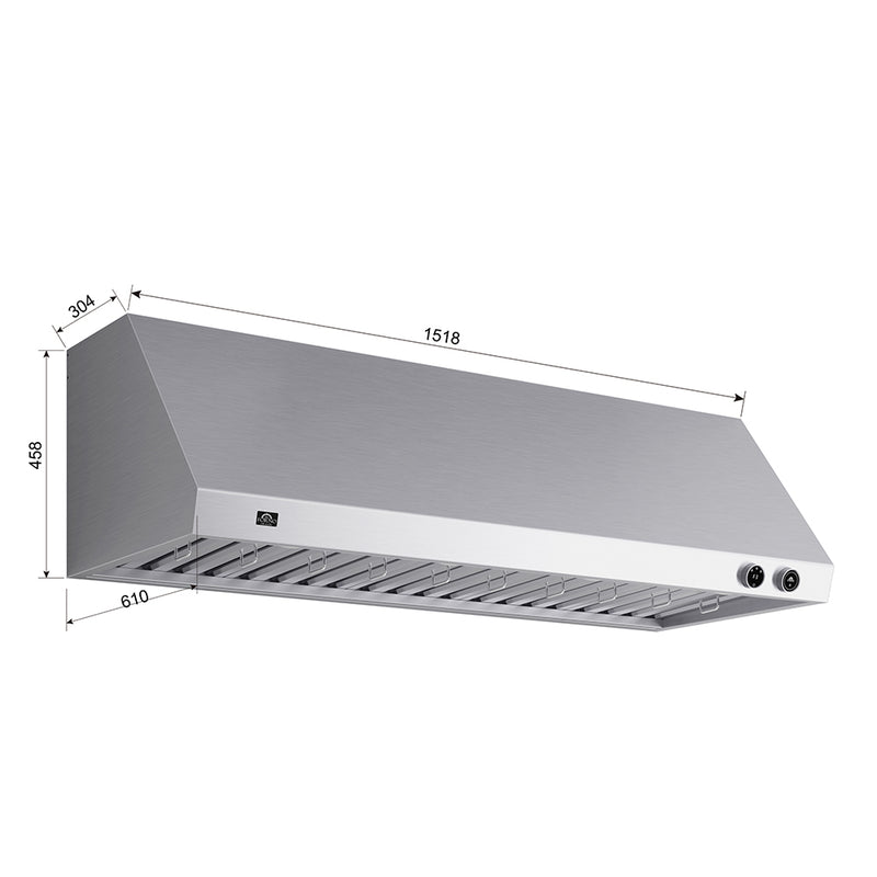 Forno Biagio 60-Inch 1200 CFM Under Cabinet Range Hood in Stainless Steel (FRHWM5009-60)