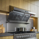 Forno 5-Piece Appliance Package - 48-Inch Gas Range, 60-Inch Pro-Style Refrigerator, Wall Mount Hood with Backsplash, 24-Inch Microwave Oven, & 3-Rack Dishwasher in Stainless Steel