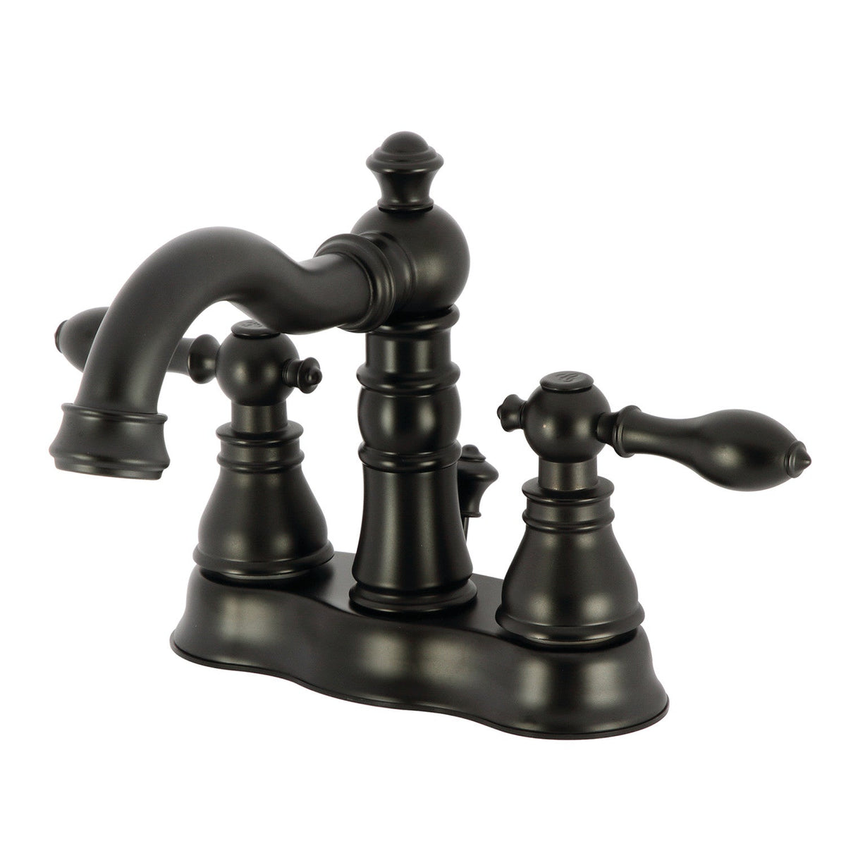 American Classic Double-Handle 4" Centerset Bathroom Faucet with Brass Pop-Up in Matte Black