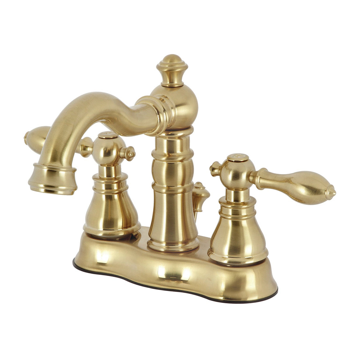 American Classic Double-Handle 4" Centerset Bathroom Faucet with Brass Pop-Up in Brushed Brass