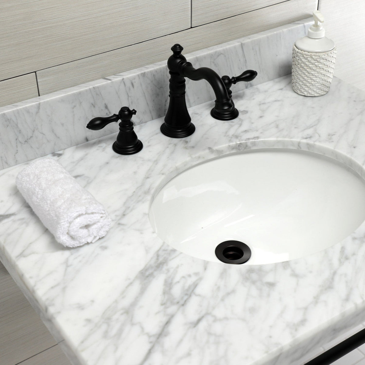 American Classic Widespread Bathroom Faucet with Brass Pop-Up in Matte Black