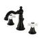 Kingston Brass American Classic Widespread Bathroom Faucet with Brass Pop-Up, Matte Black (FSC1970APX)