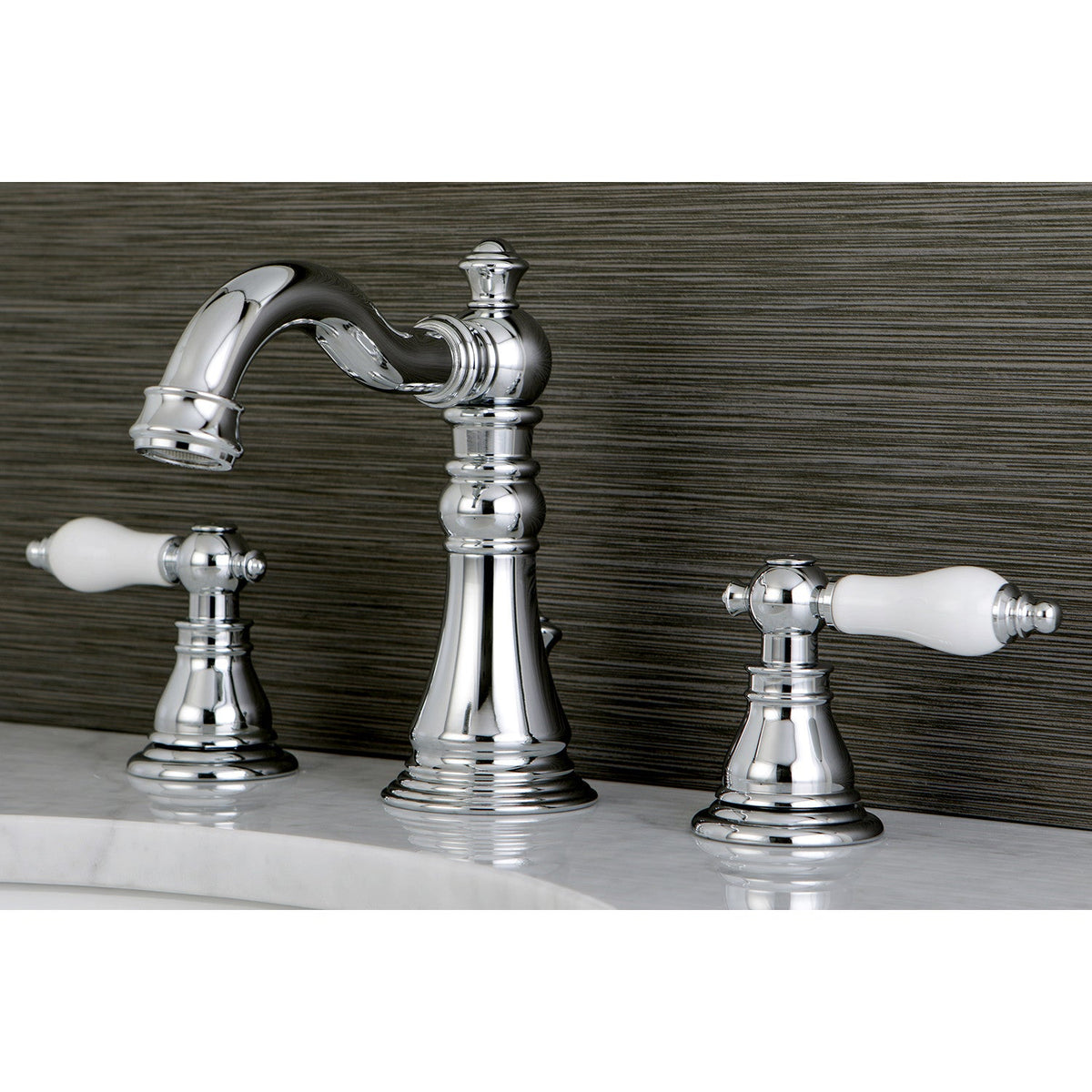 American Patriot Widespread Bathroom Faucet with Pop-Up Drain in Polished Chrome