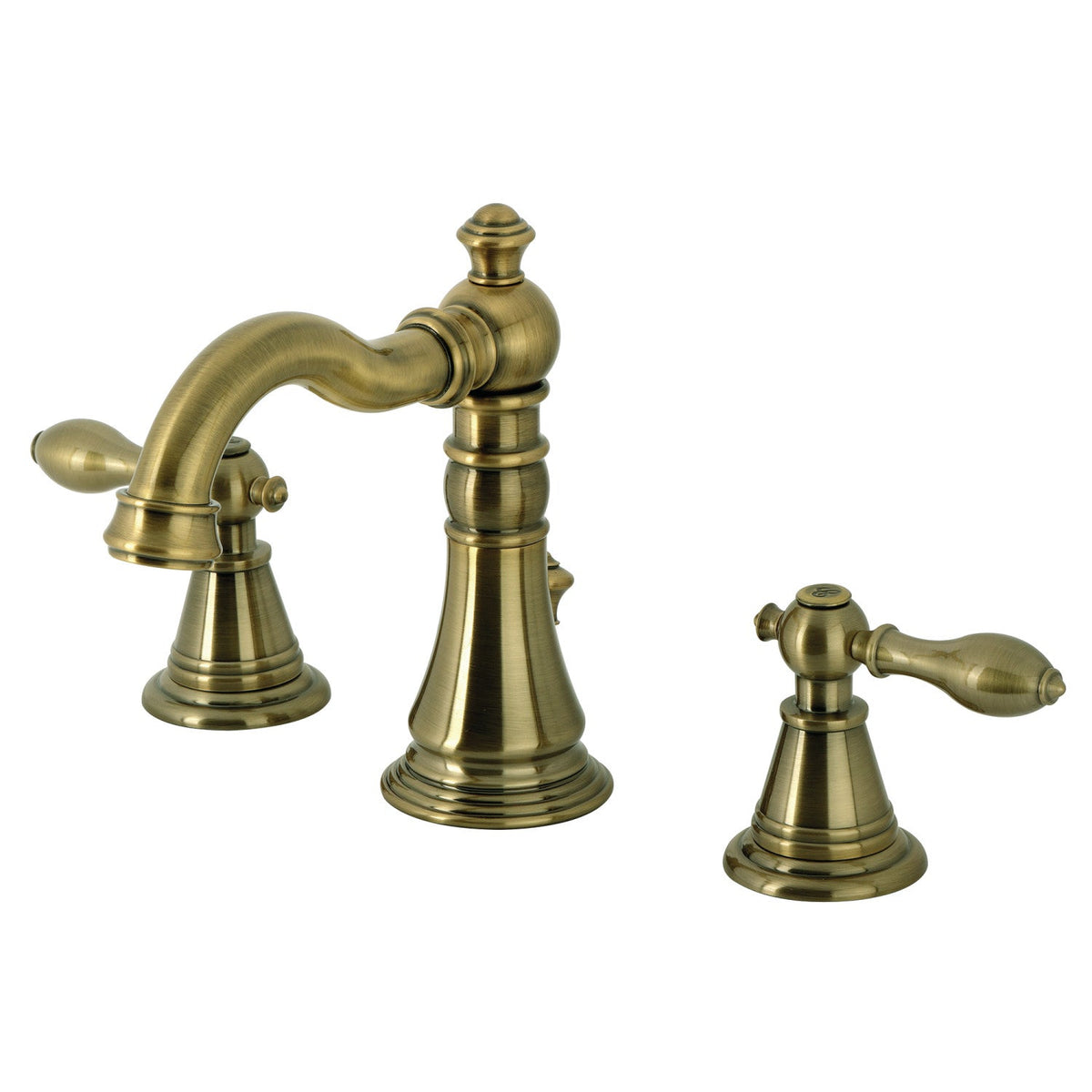 English Classic Widespread Bathroom Faucet with Brass Pop-Up in Antique Brass