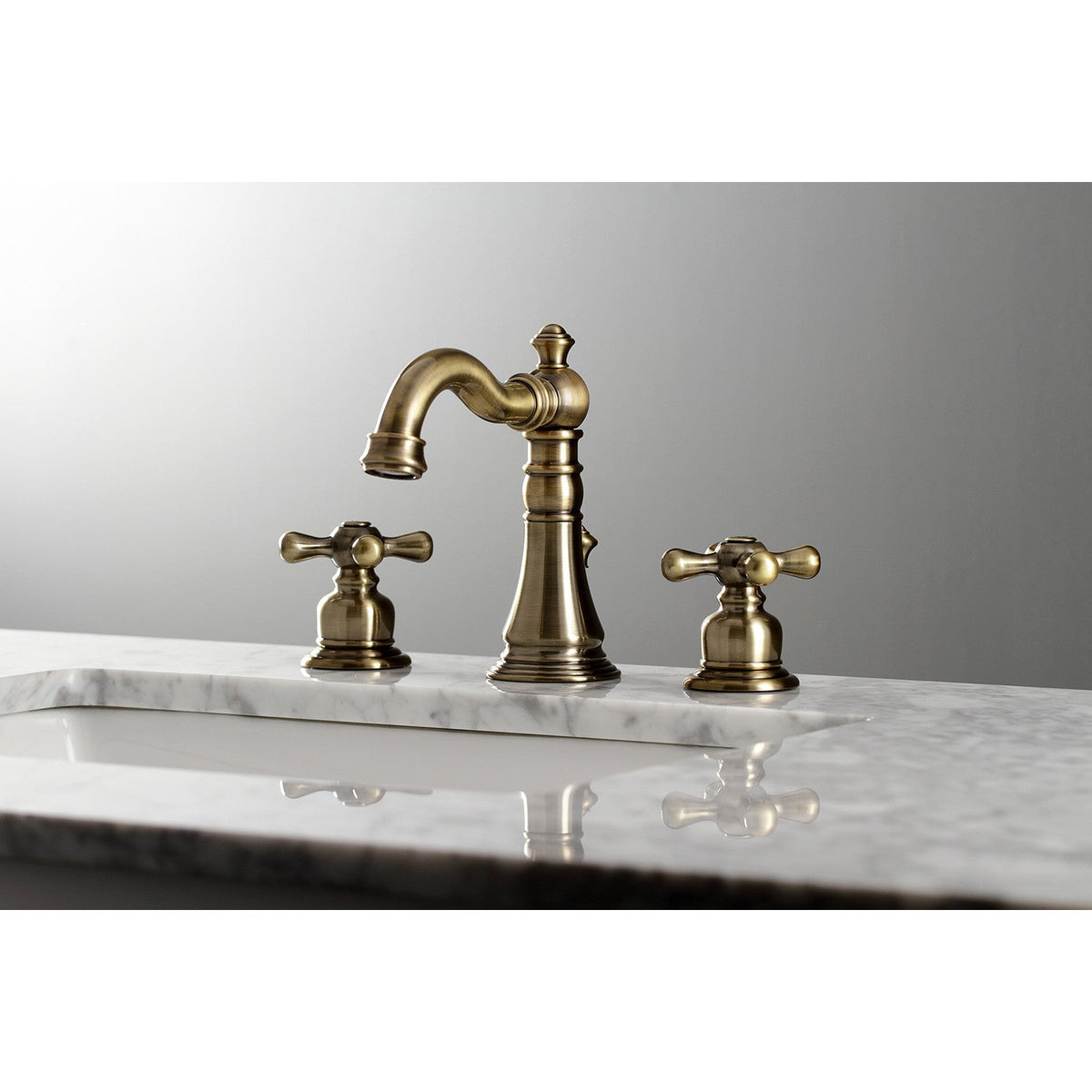 American Classic Widespread Bathroom Faucet with Brass Pop-Up in Antique Brass