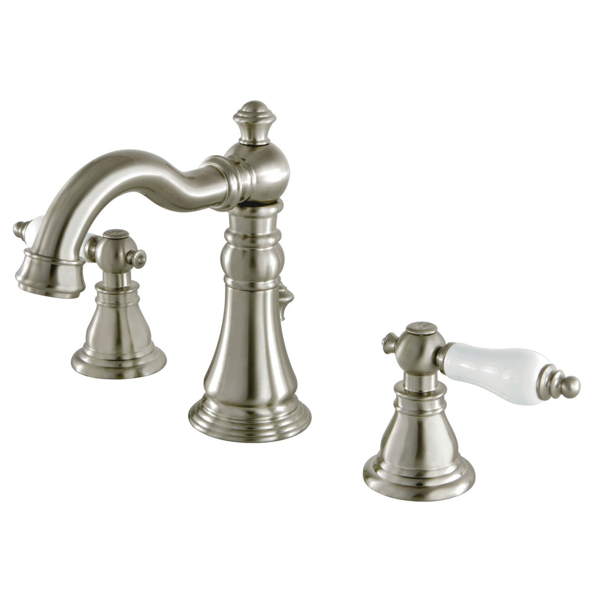 American Patriot Widespread Bathroom Faucet with Pop-Up Drain in Brushed Nickel