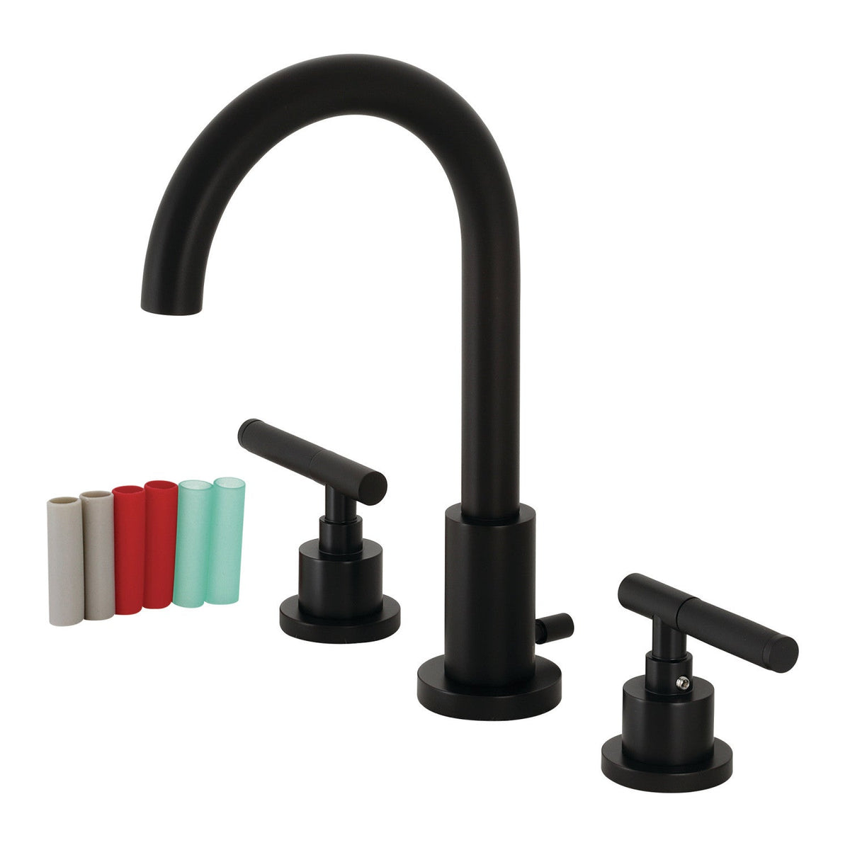 Kaiser Widespread Bathroom Faucet with Brass Pop-Up in Matte Black