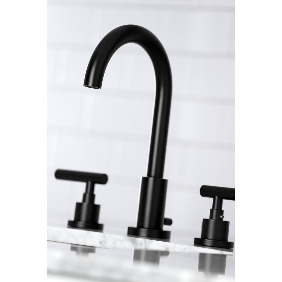 Manhattan Widespread Bathroom Faucet with Brass Pop-Up in Matte Black