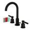 Kingston Brass Kaiser Widespread Bathroom Faucet with Brass Pop-Up, Matte Black (FSC8920DKL)