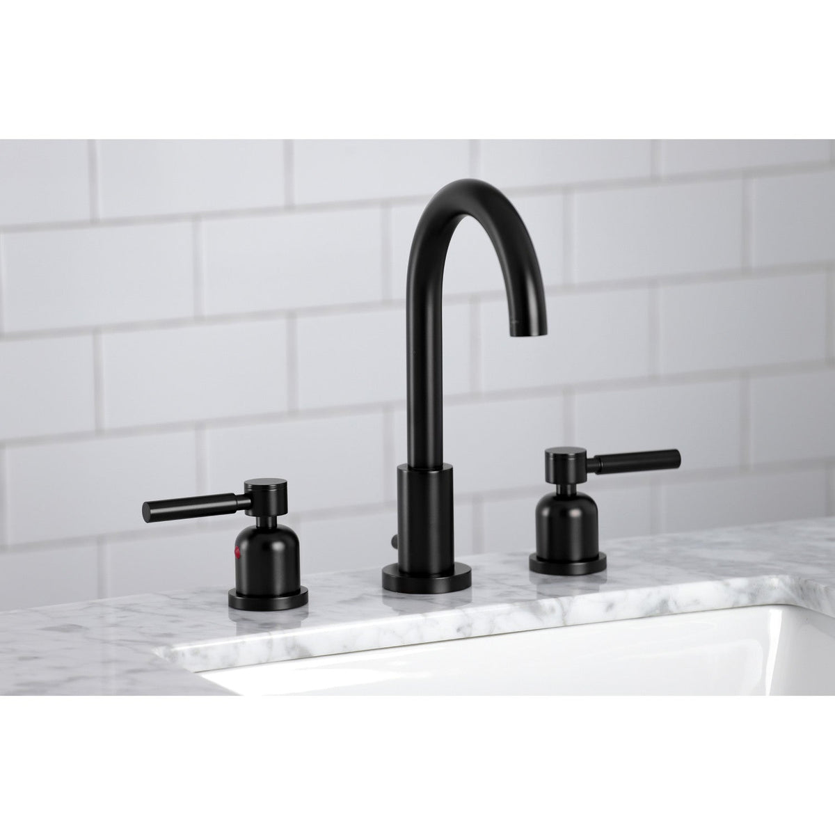 Concord Widespread Bathroom Faucet with Brass Pop-Up in Matte Black