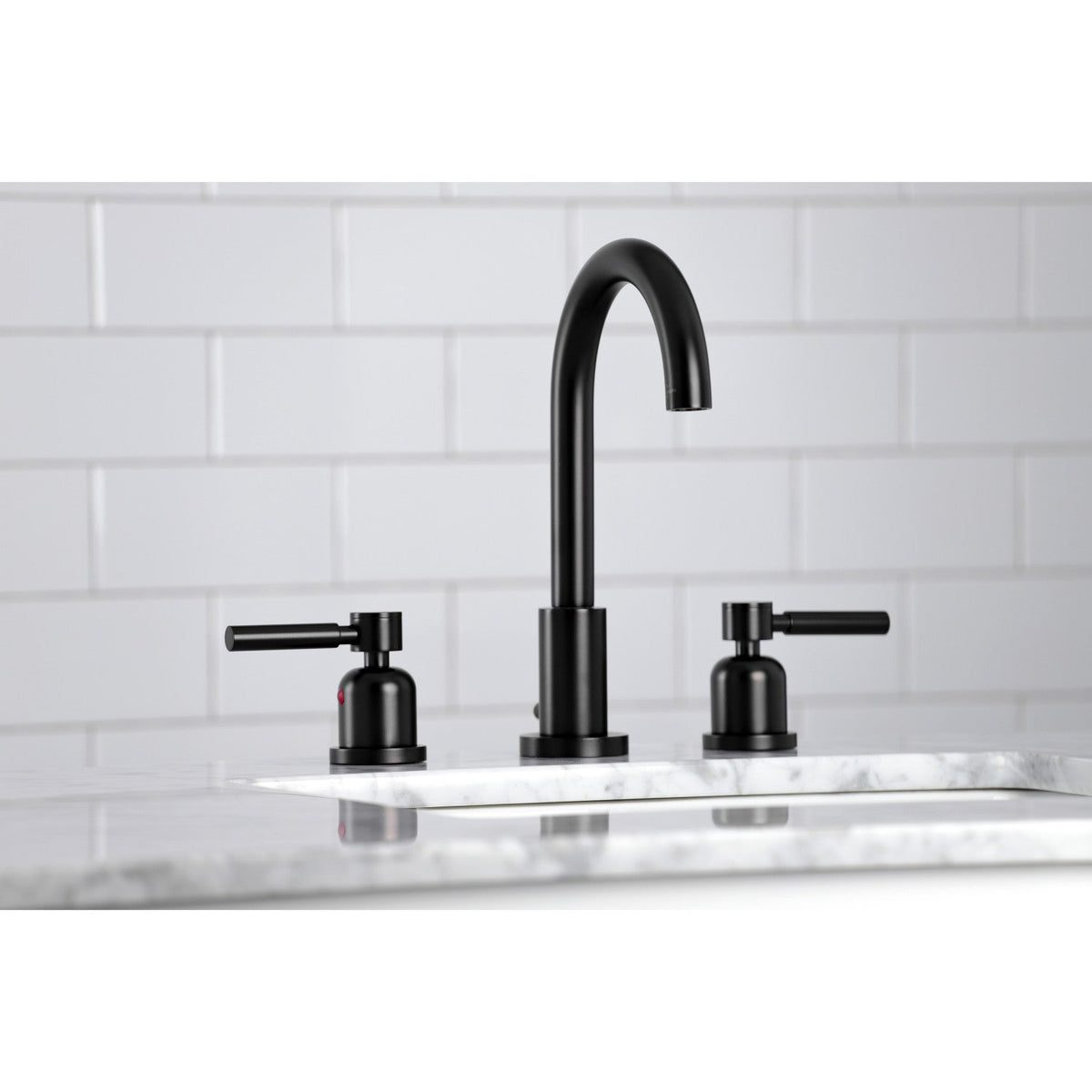 Concord Widespread Bathroom Faucet with Brass Pop-Up in Matte Black