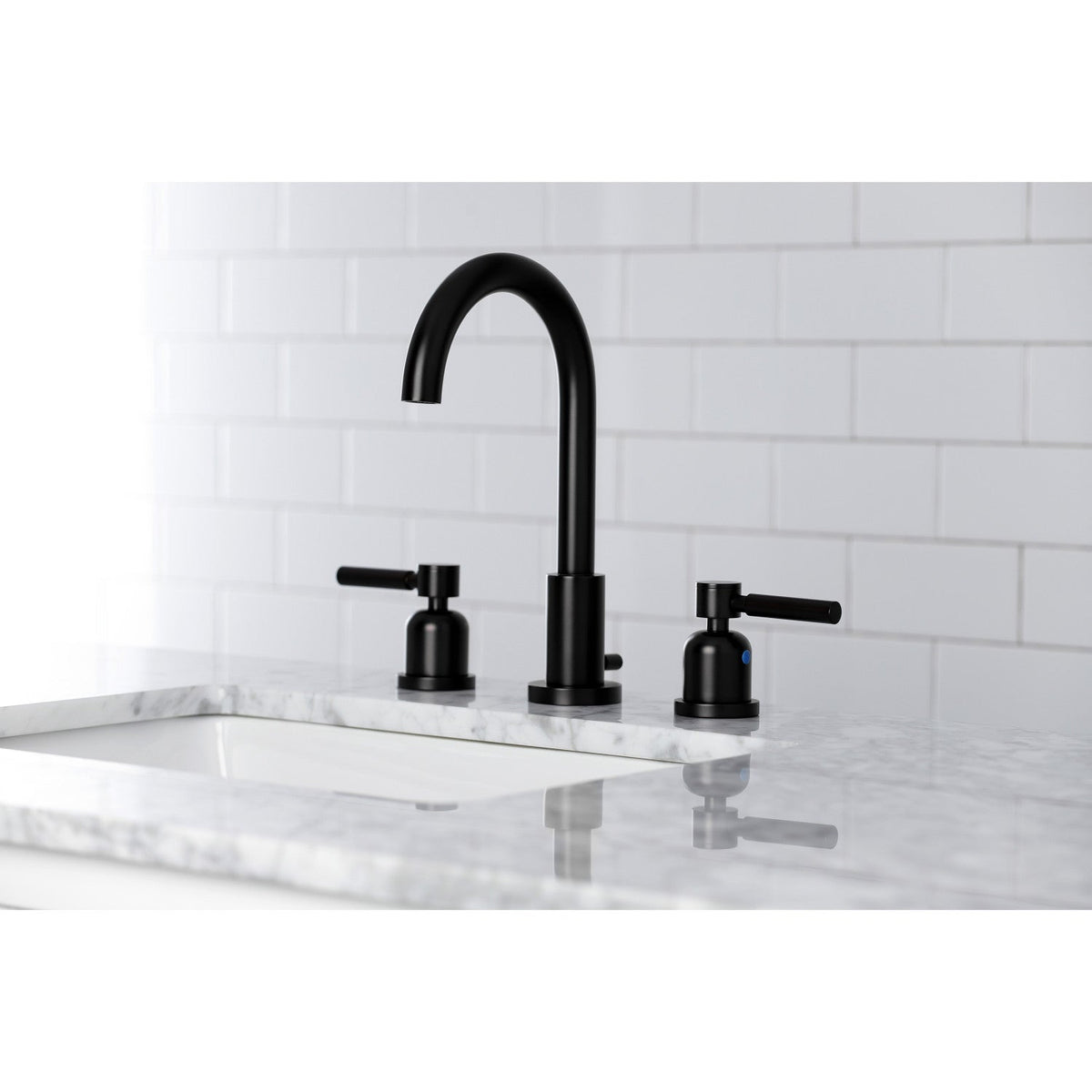 Concord Widespread Bathroom Faucet with Brass Pop-Up in Matte Black