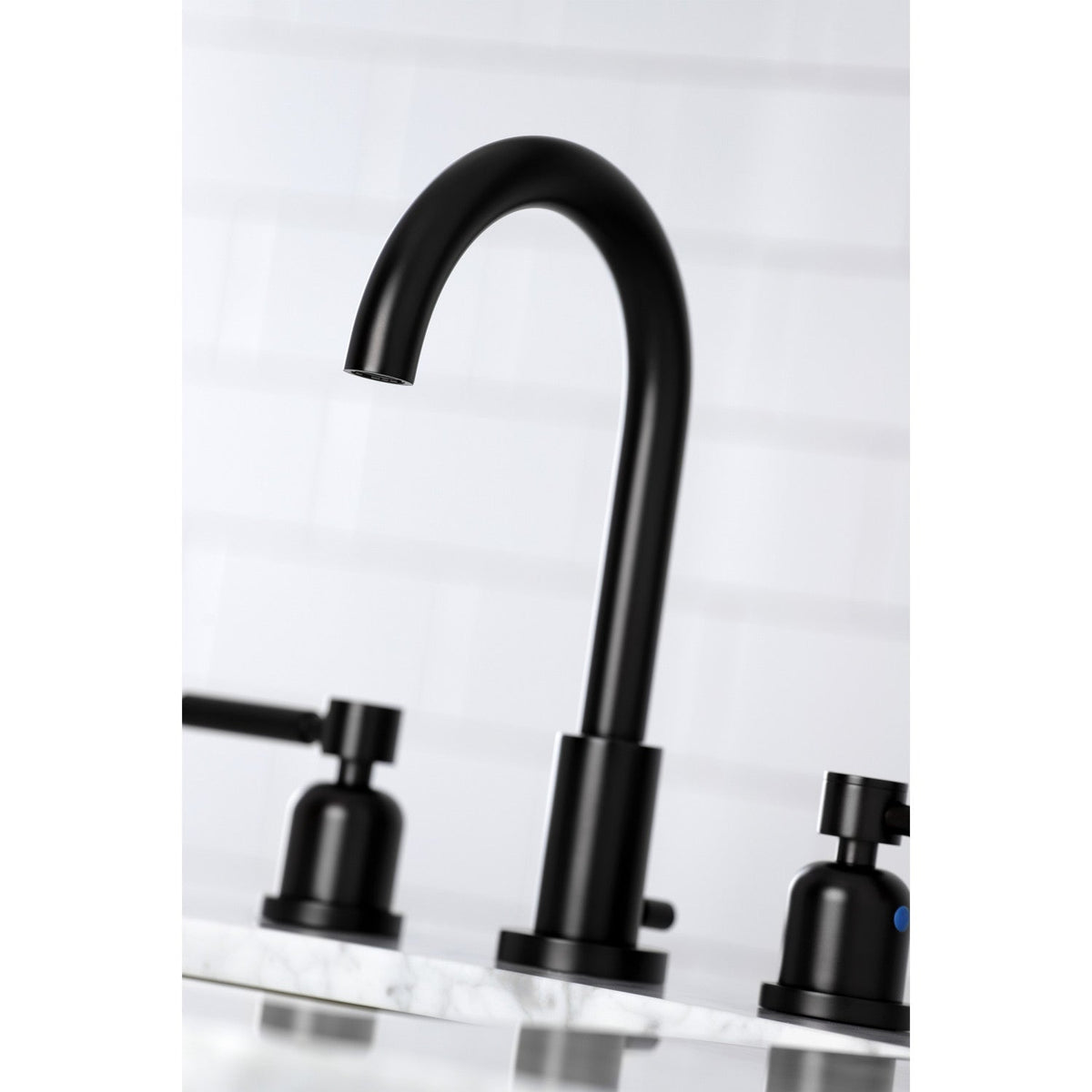 Concord Widespread Bathroom Faucet with Brass Pop-Up in Matte Black