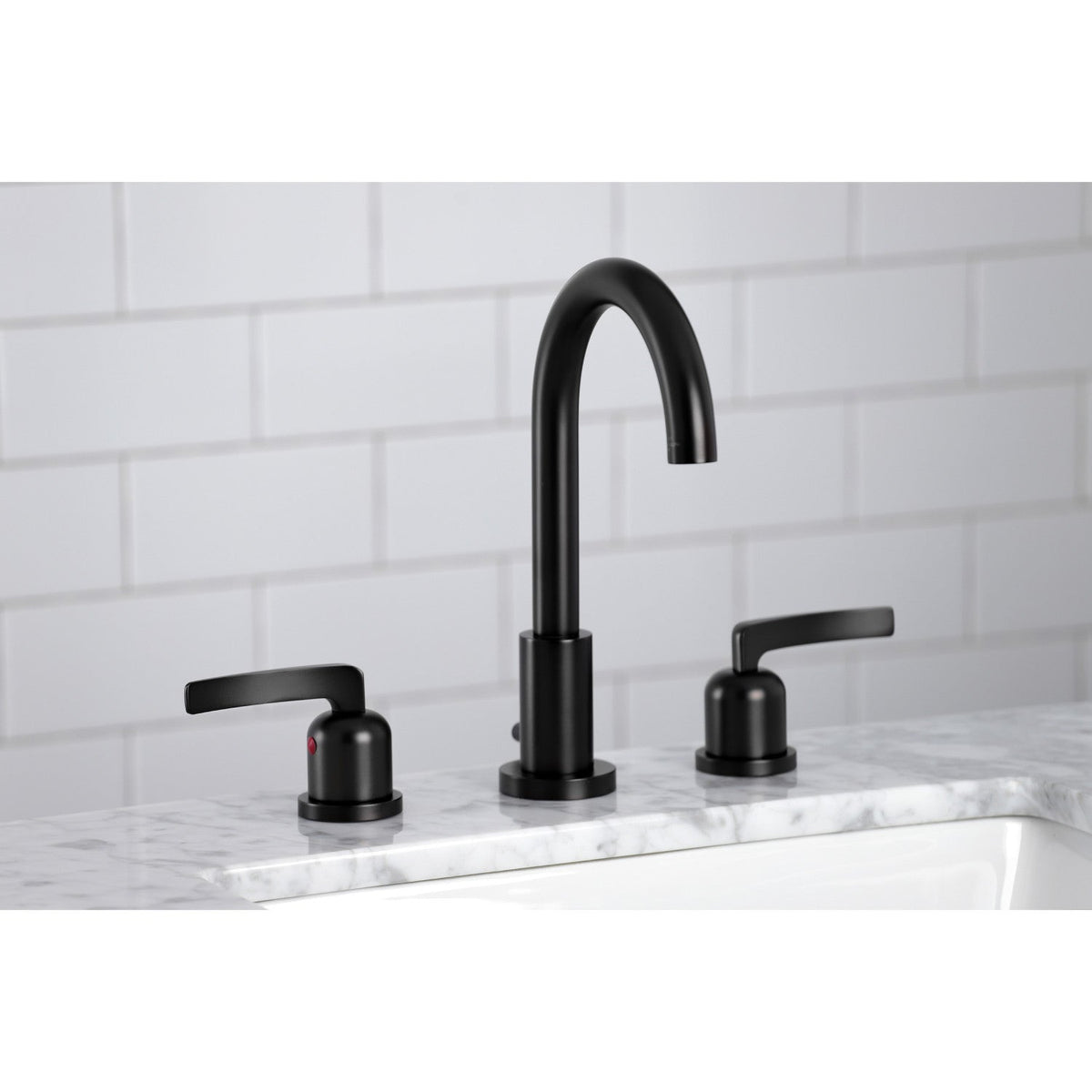 Centurion Widespread Bathroom Faucet with Brass Pop-Up in Matte Black