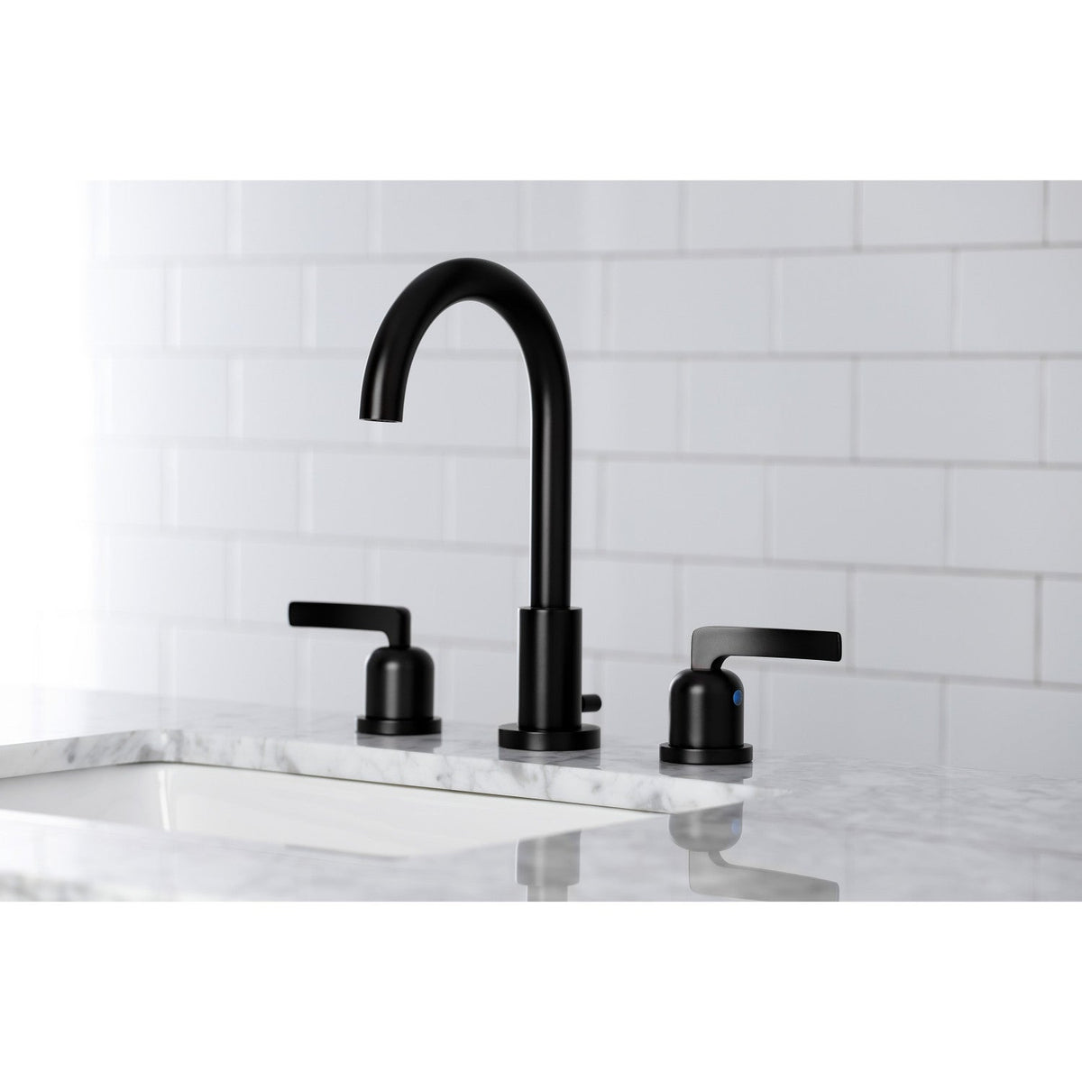 Centurion Widespread Bathroom Faucet with Brass Pop-Up in Matte Black