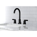 Kingston Brass NuvoFusion Widespread Bathroom Faucet with Brass Pop-Up, Matte Black (FSC8920NDL)