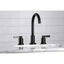 Kingston Brass NuvoFusion Widespread Bathroom Faucet with Brass Pop-Up, Matte Black (FSC8920NDL)