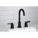 Kingston Brass NuvoFusion Widespread Bathroom Faucet with Brass Pop-Up, Matte Black (FSC8920NDL)