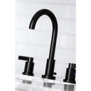Kingston Brass NuvoFusion Widespread Bathroom Faucet with Brass Pop-Up, Matte Black (FSC8920NDL)