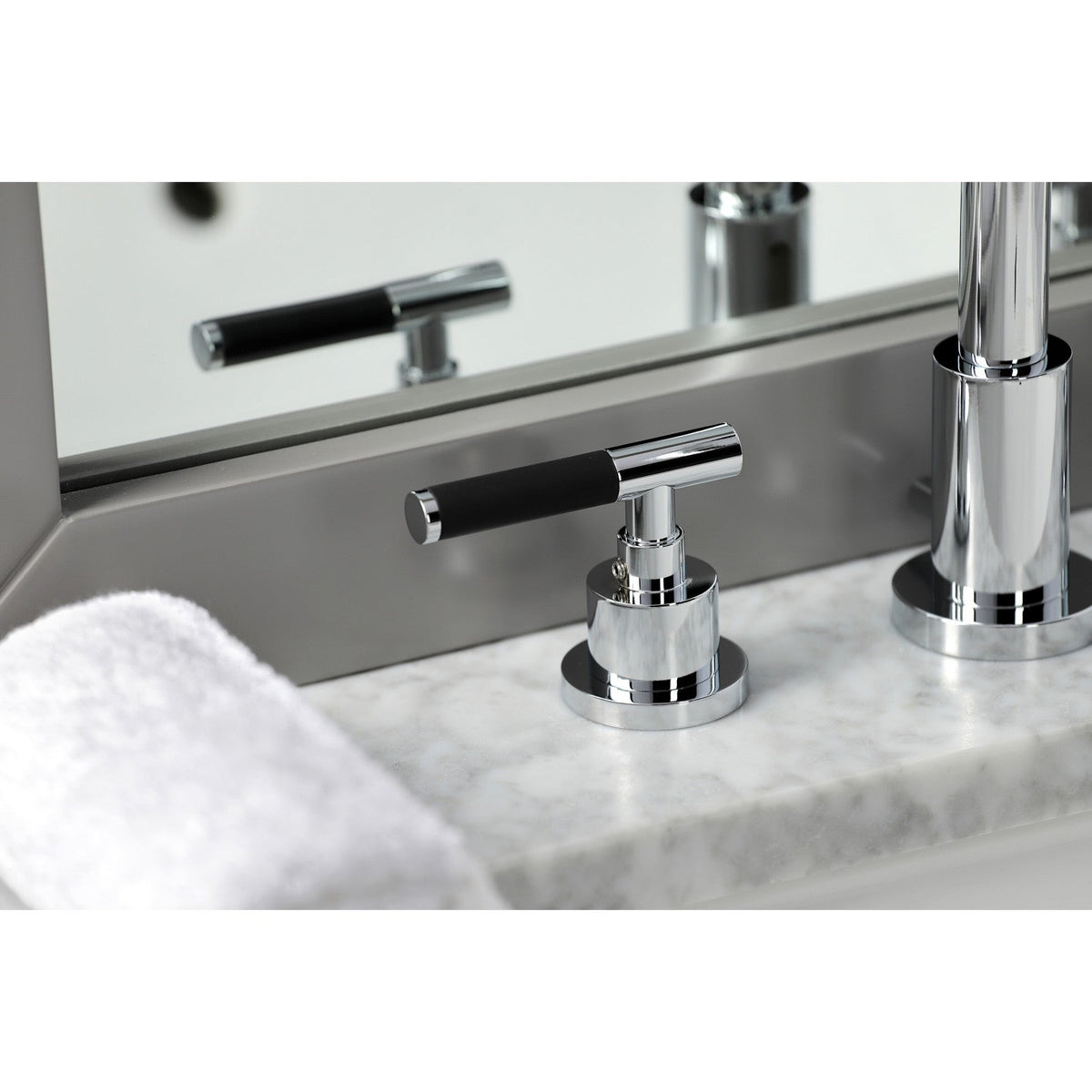 Kaiser Widespread Bathroom Faucet with Brass Pop-Up in Polished Chrome