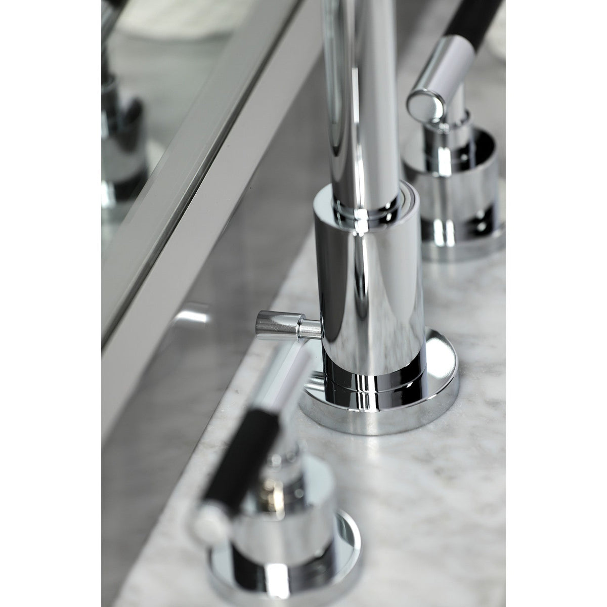 Kaiser Widespread Bathroom Faucet with Brass Pop-Up in Polished Chrome