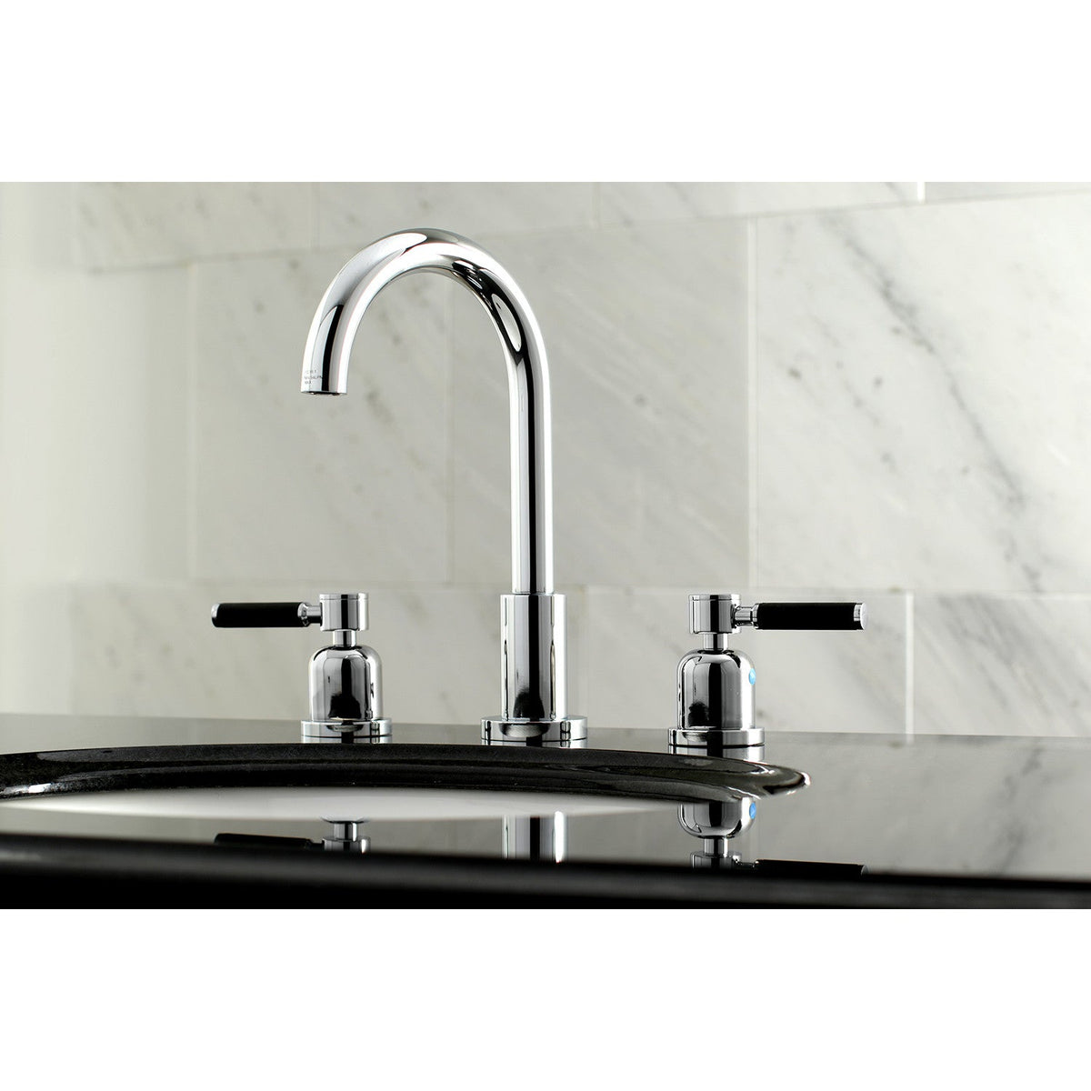 Kaiser Widespread Bathroom Faucet with Brass Pop-Up in Polished Chrome