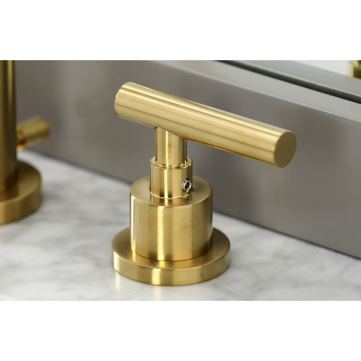 Manhattan Widespread Bathroom Faucet with Brass Pop-Up in Brushed Brass