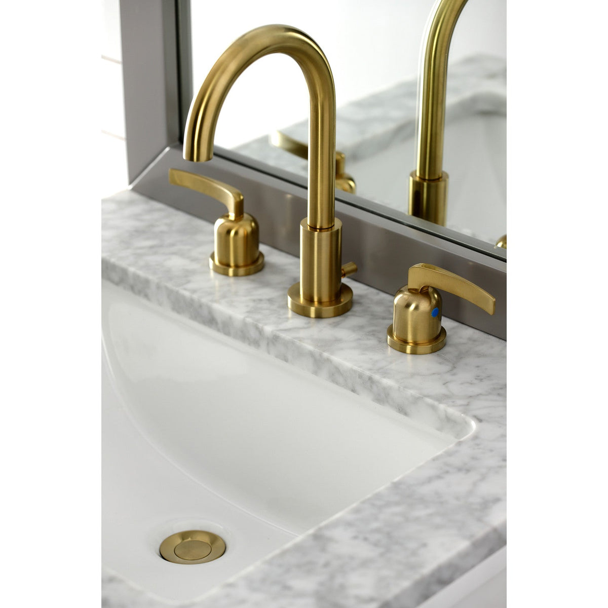 Centurion Widespread Bathroom Faucet with Brass Pop-Up in Brushed Brass