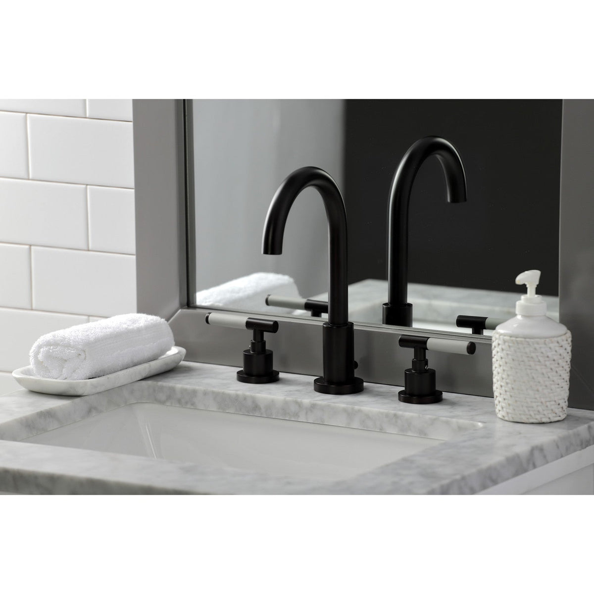 Kaiser Widespread Bathroom Faucet with Brass Pop-Up in Oil Rubbed Bronze