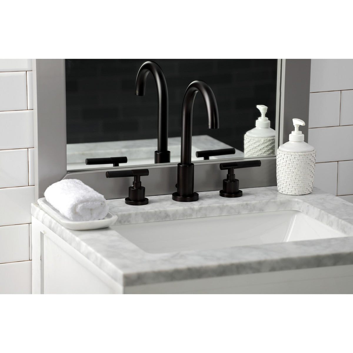 Kaiser Widespread Bathroom Faucet with Brass Pop-Up in Oil Rubbed Bronze