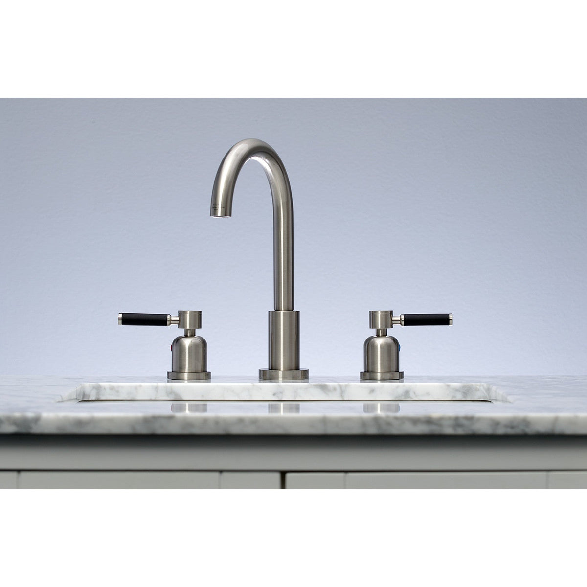 Kaiser Widespread Bathroom Faucet with Brass Pop-Up in Brushed Nickel