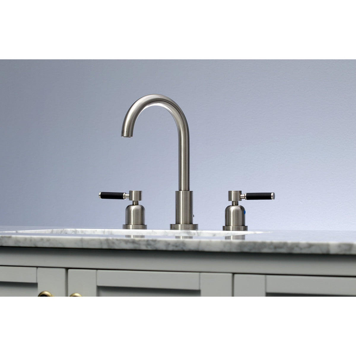 Kaiser Widespread Bathroom Faucet with Brass Pop-Up in Brushed Nickel
