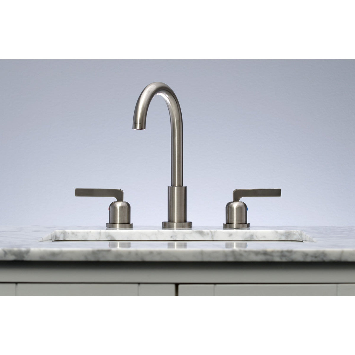 Centurion Widespread Bathroom Faucet with Brass Pop-Up in Brushed Nickel